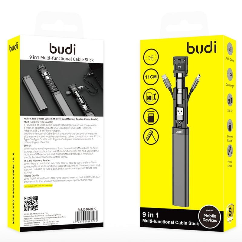 Adaptateur Carte Multifonction Universel Budi 9 en 1 Noir - Ítem8