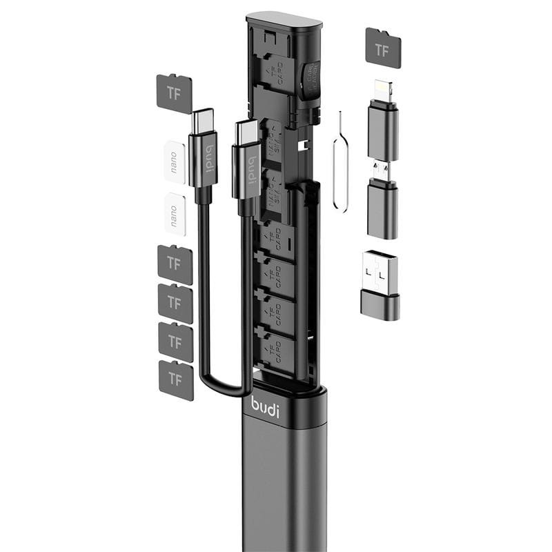 Adaptateur Carte Multifonction Universel Budi 9 en 1 Noir - Ítem4