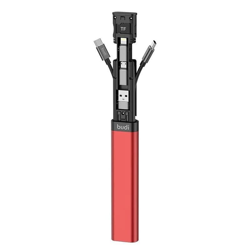 Adaptador de cartão multifuncional universal Budi 9 em 1 vermelho - Item