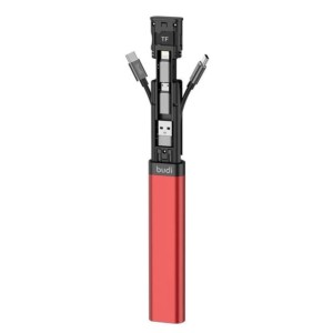 Adaptador de cartão multifuncional universal Budi 9 em 1 vermelho