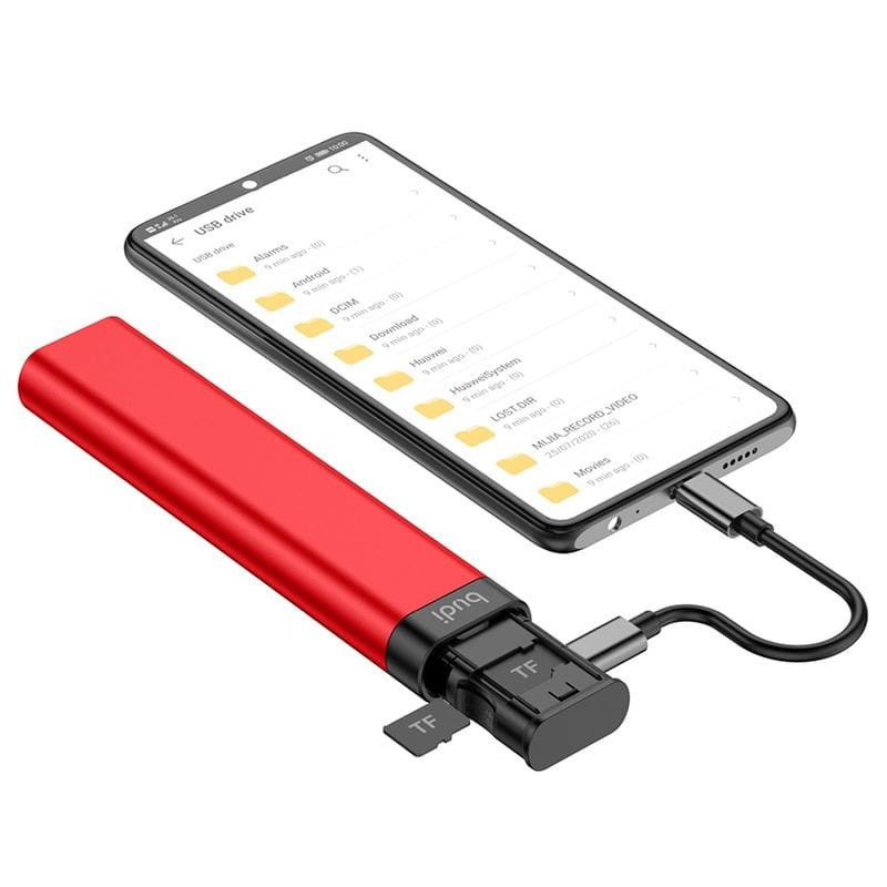 Adaptador de cartão multifuncional universal Budi 9 em 1 vermelho - Item5