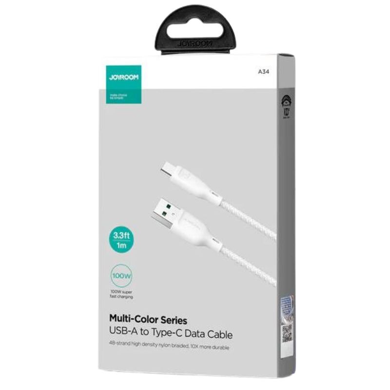 Joyroom SA34-AC6 1m 100W USB-A para USB-C Branco - Cabo de carregamento - Item1
