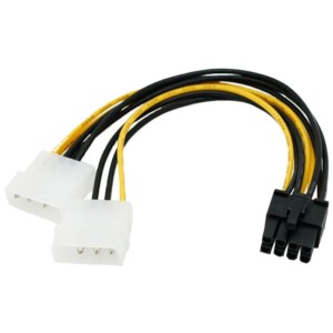 Câble adaptateur secteur MOLEX LP4 4 pines x 2 vers PCI Express 6 + 2