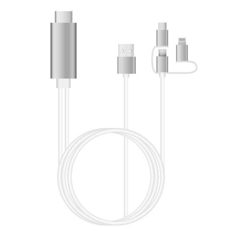 Cable MiraScreen Wire HDMI a USB Tipo C/ Lightning / Micro USB 3m