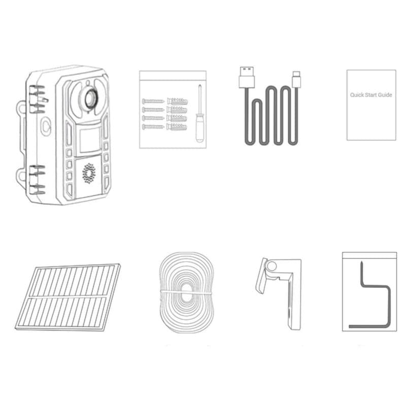 Cámara de seguridad IP Escam QF380 4G/LTE Solar Contenido de la Caja
