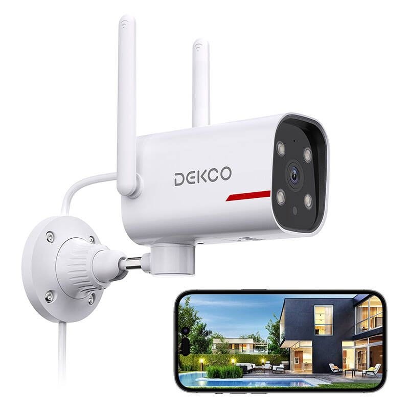 Caméra de sécurité IP DEKCO DC4L 2K QHD WiFi Couleur Vision nocturne Alexa/Google Assistant Blanc - Ítem1