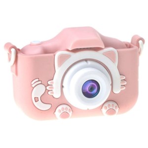 Kids Digital Camera K1C Upgraded Version 600mAh Cat Case Pink