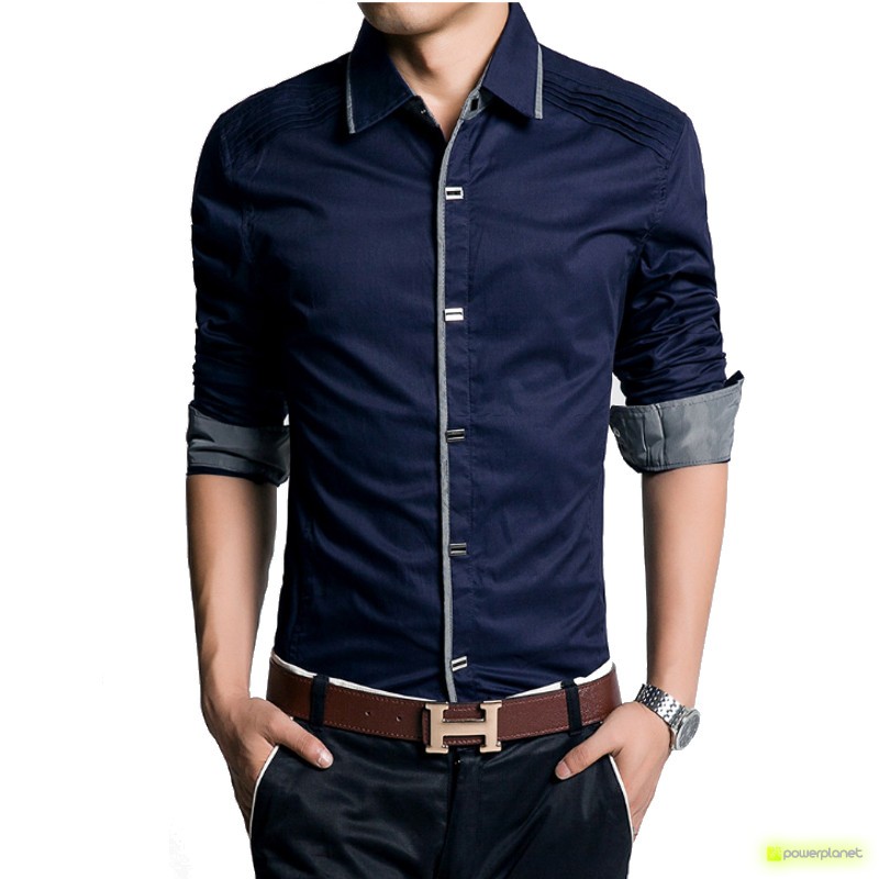 Camisa Slim Fit Azul - Homen