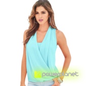 Blusa Azul de Gasa Cruzada - Ítem
