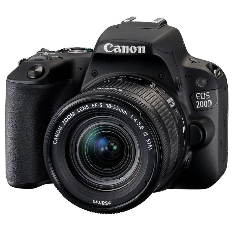 Canon EOS 200D + EF-S 18-55 IS STM - Color negro - Sensor APS-C de 24.2 megapíxeles. La cámara digital réflex más ligera del mundo con una pantalla de ángulo variable. Visor óptico de alta calidad y pantalla táctil de ángulo variable. Bluetoot, Wifi y NFC
