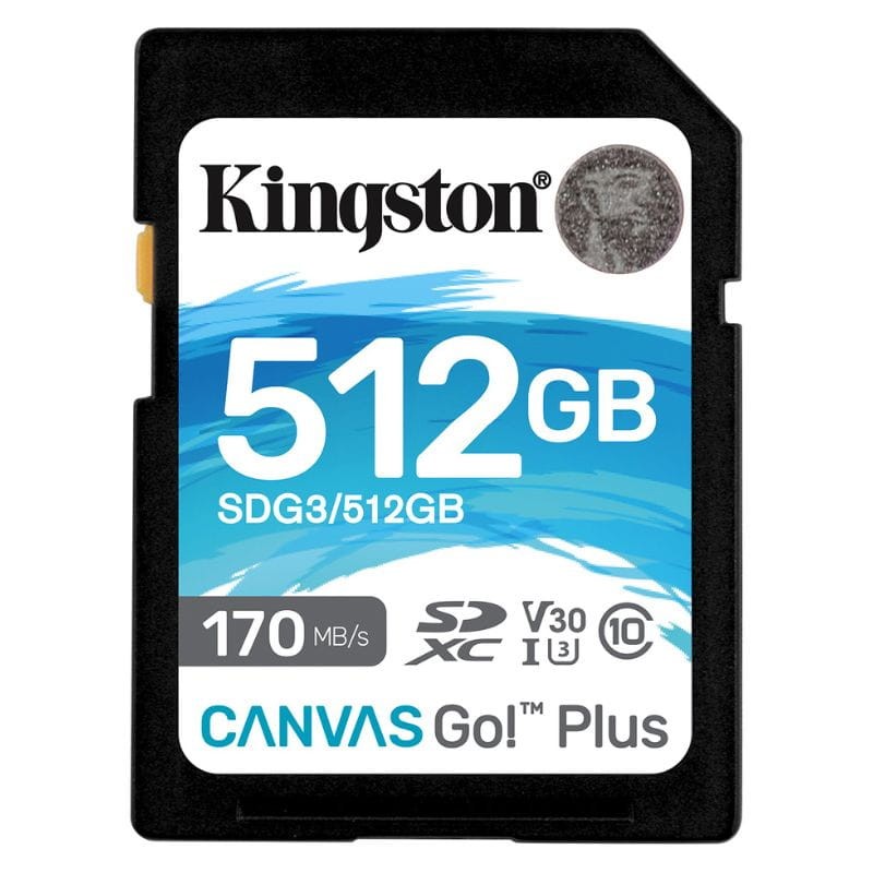 Kingston Canvas Go! Plus 512 GB Clase 10 UHS-I U3 V30 Negro / Turquesa - Tarjeta SD - Ítem