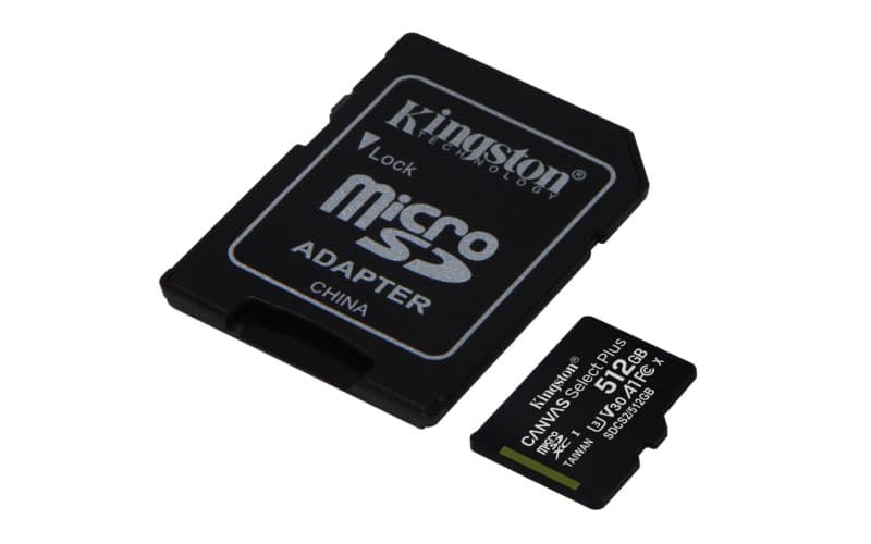 Kingston Canvas Select Plus 512 GB Classe 10 UHS-I U3 V30 Preto - Cartão  Imagem MicroSD com Adaptador