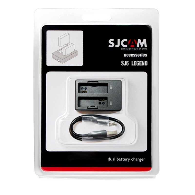 Cargador de Batería Dual SJCAM SJ6 Legend - Cargar 2 Baterías de Forma Simultánea - Cargador Exclusivamente Compatible con Baterías SJCAM SJ6 Legend