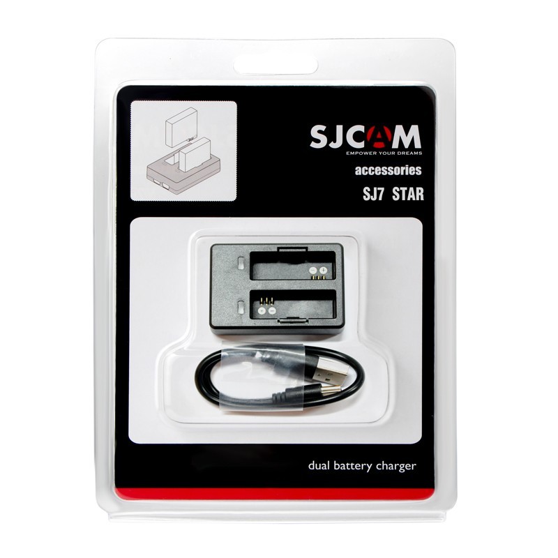Cargador de Batería Dual SJCAM SJ7 Star - Cargar 2 Baterías de Forma Simultánea - Cargador Exclusivamente Compatible con Baterías SJCAM SJ7 Star