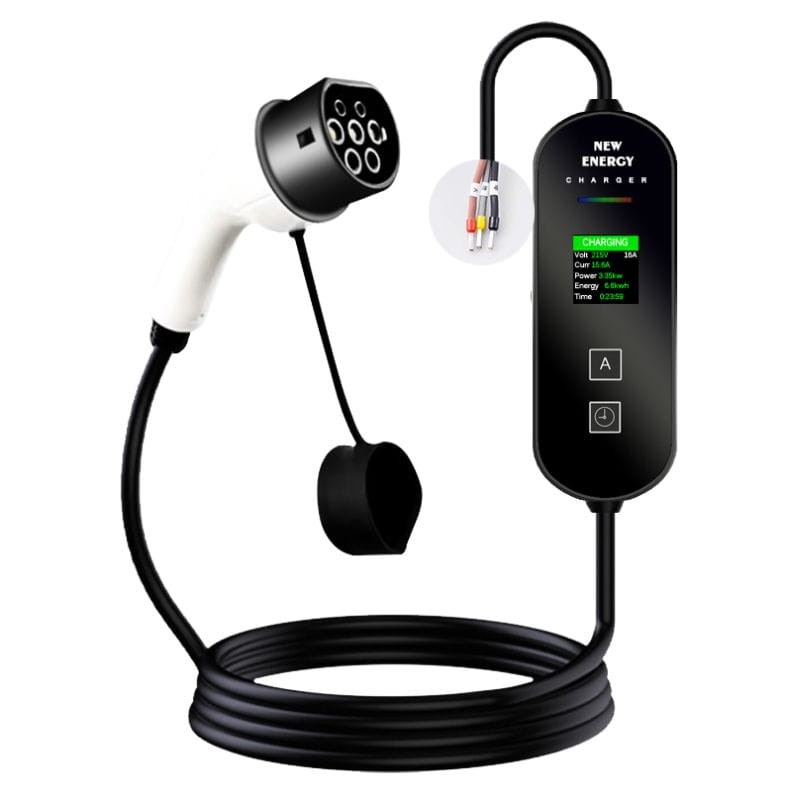 Carregador Elétrico para Carro com Ecrã LCD EV 32A/7.0KW/10M sem Cabeçote de Encaixe - Item