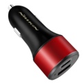 Cargador de Coche Nillkin Duos Fast Charger - Color negro y rojo - Interfaz de Carga Dual - Puerto USB-A - Puerto USB-C - Compatible con Carga Rápida - Potencia Máxima de 63W - Compatible con Coches de Voltaje de 12-18V - Ítem