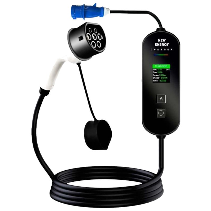 Carregador de isqueiro elétrico e híbrido tipo 2 com visor LCD - cabo 16A/3,5KW/5M com ficha (3 pinos) - Item