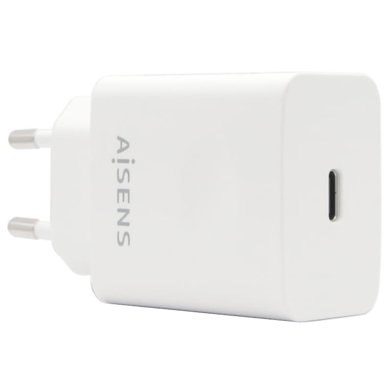 Aisens ASCH-30W2P020-W - Chargeur Mural 30W Blanc - 1 Port USB-C, Charge Rapide, Prise UE