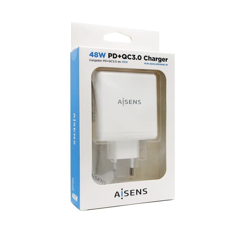 Chargeur Mural Aisens ASCH-2PD30QC-W 48W Boîte Blanche