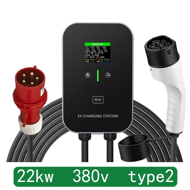 Borne de recharge pour véhicule électrique 32A/22KW/10M + prise industrielle Noir - Chargeur EV de type 2 - Ítem