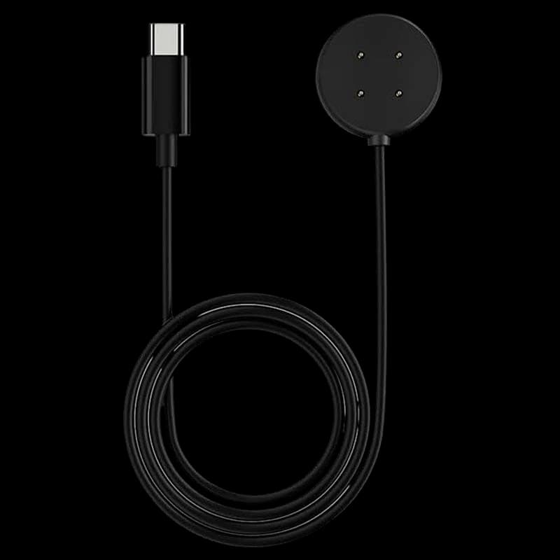 Cabo carregador preto USB-C com base magnética de 4 pinos, compatível com Google Pixel Watch 3, Pixel Watch 2 e Fitbit Versa 4 e Versa 3