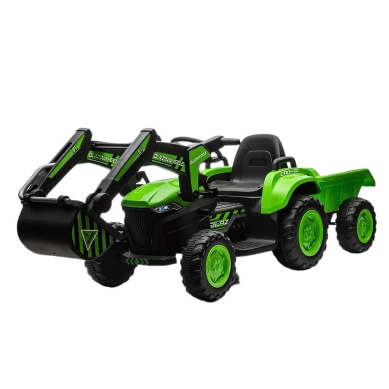Excavadora con remolque Stone 12V Verde - Coche eléctrico para niños - Ítem