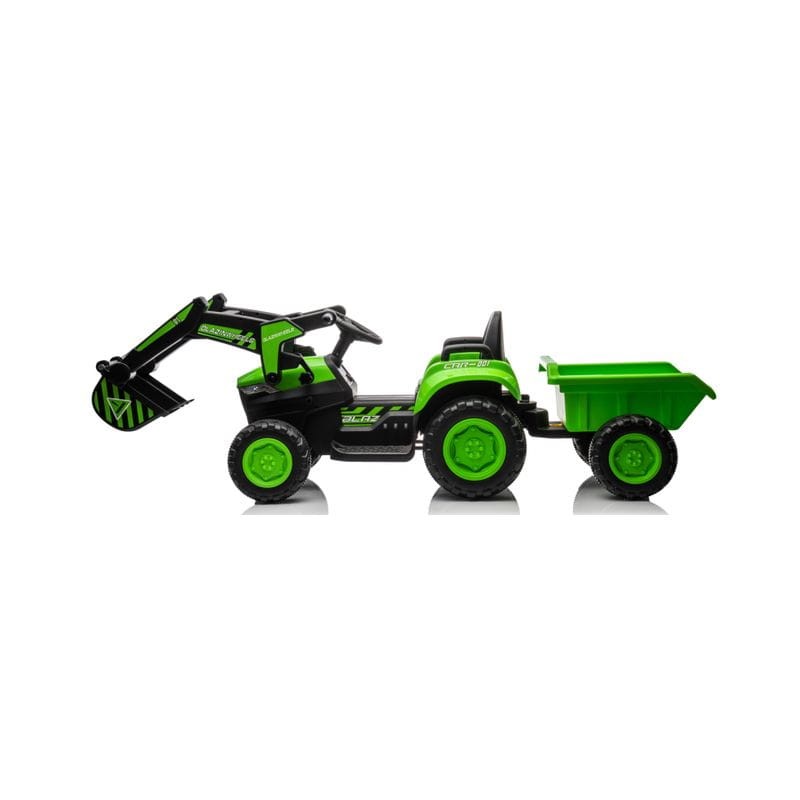 Excavadora con remolque Stone 12V Verde - Coche eléctrico para niños - Ítem1