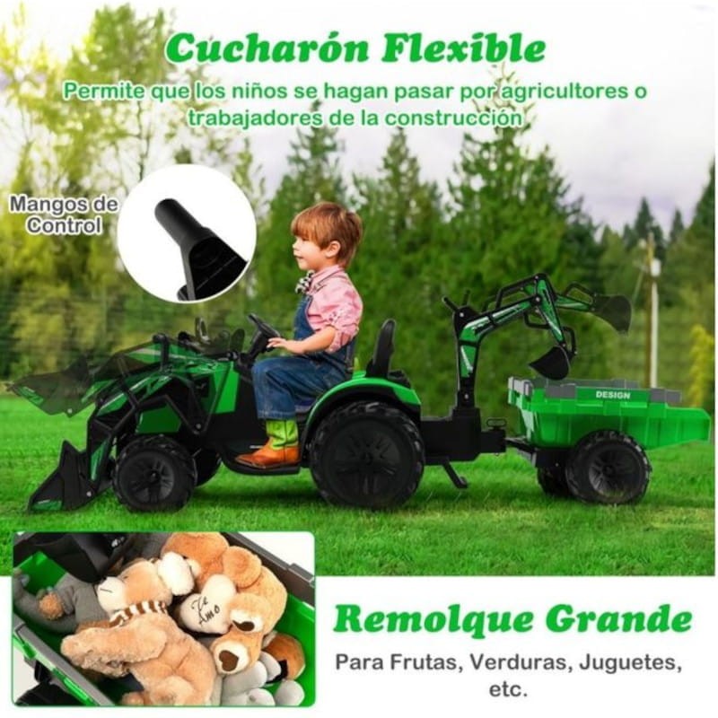 Pelleteuse avec remorque Diggy 24V Vert - Voitures électriques pour enfants - Ítem11
