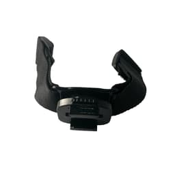 Soporte para Casco Rotativo 360º con correa ajustable negra y base de enganche frontal; hebilla robusta y dial para giro y bloqueo seguro