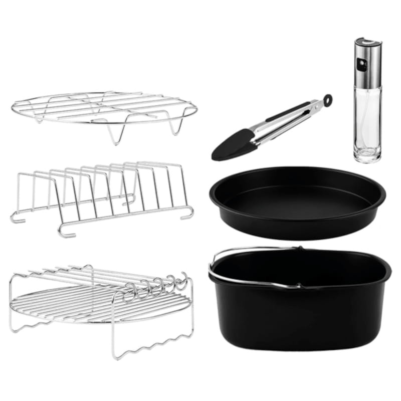 Kit de 8 Accessoires pour Friteuse à Air Cecofry de 5 à 6,5 Litres Noir/Argent - Ítem