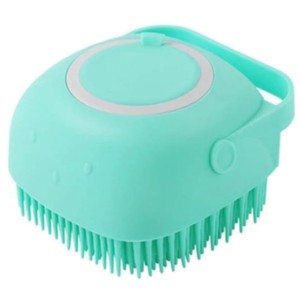 Brosse de Bain pour Animaux de Compagnie avec Distributeur de Savon Bleu
