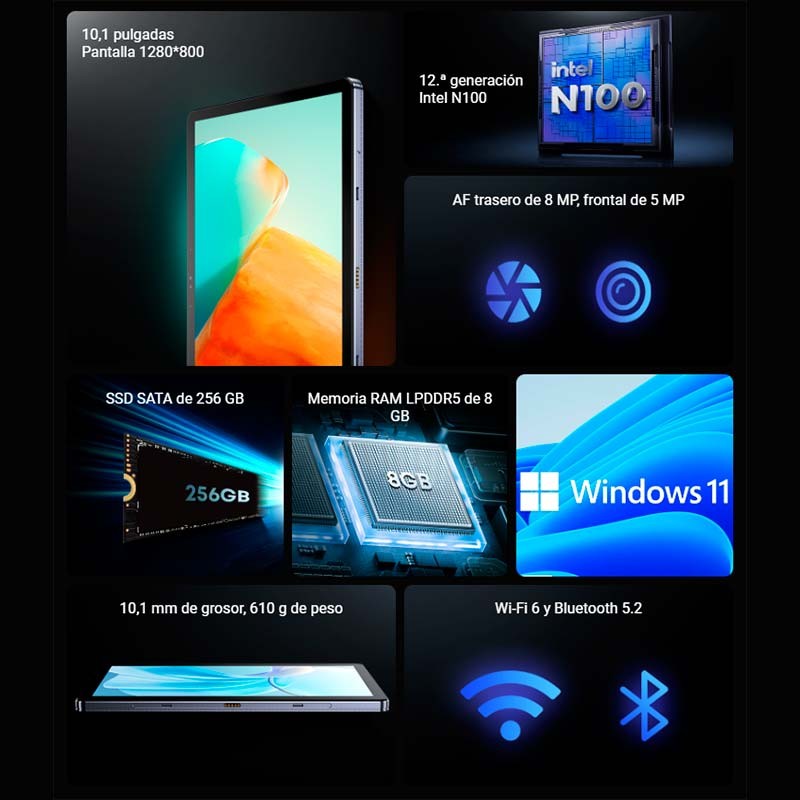 Chuwi Hi10 X1 10.1/8GB/256GB SSD/Win 11 Home Grey - Tablet PC 2 en 1 - Ítem11