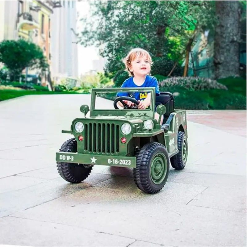 Coche estilo militar Jungla 12V Kaki - Coche eléctrico para niños - Ítem7