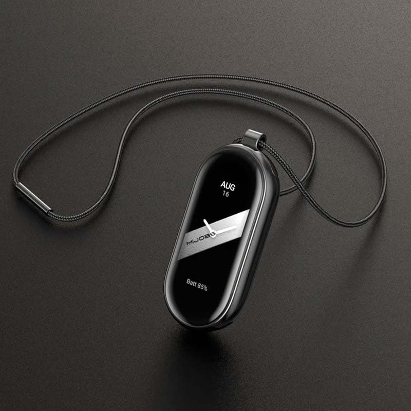 photographie réelle du Pendentif Xiaomi Smart Band 8 Adaptateur Métallique et Collier Noir