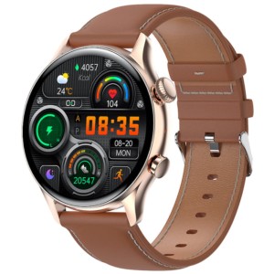 Colmi i30 Gold with Camel Brown Leather Strap - Smart Watch
