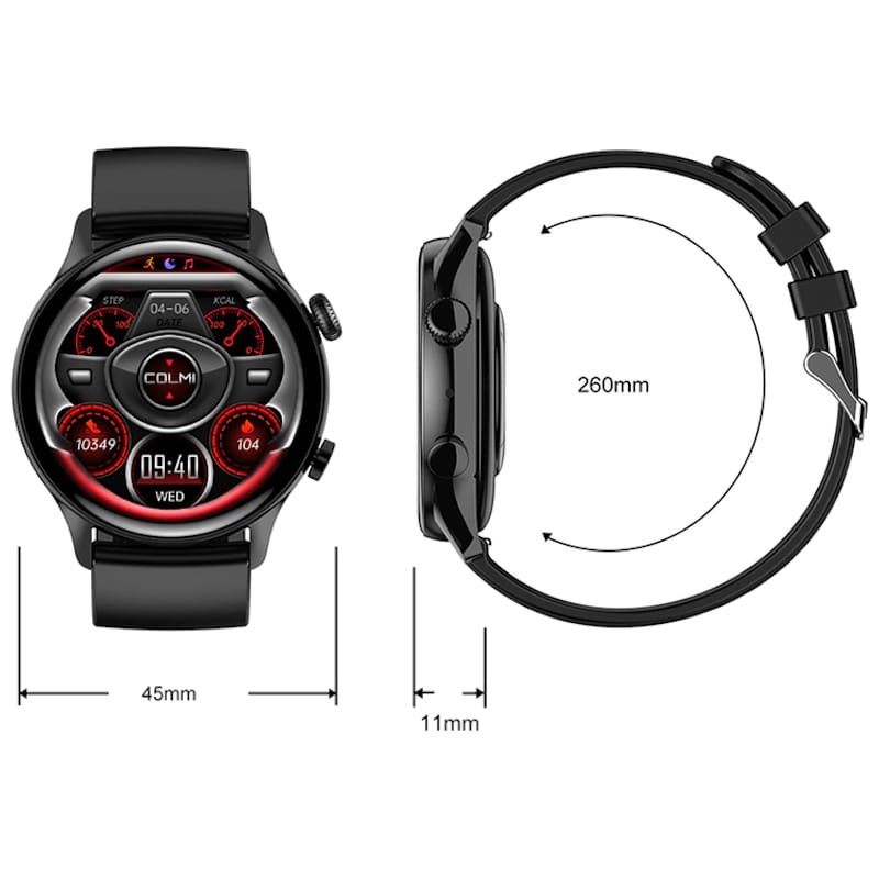 Colmi i30 Negro con Correa de Cuero Negra - Reloj Inteligente - Ítem8