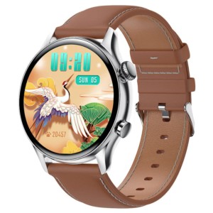 Colmi i30 Silver with Camel Brown Leather Strap - Smart Watch