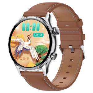 Colmi i30 Plata con Correa de Cuero Marrón Camel - Reloj Inteligente