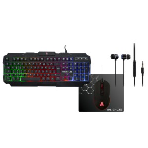 Kit clavier à membrane + souris de jeu USB G-LAB Helium avec lumière LED RVB - 3200 DPI