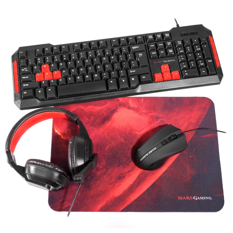 Combo Mars Gaming MRCP1 Teclado USB Preto Vermelho - Item