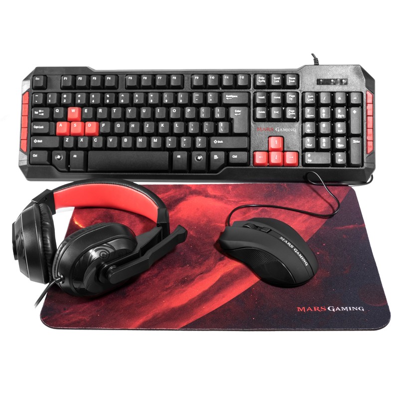 Combo Mars Gaming MRCP1 Clavier USB Noir Rouge - Ítem1