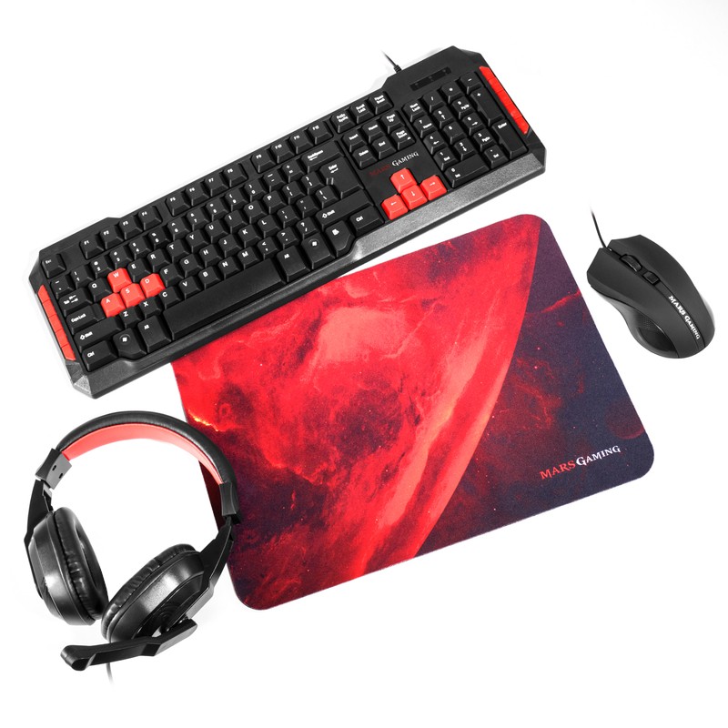 Combo Mars Gaming MRCP1 Clavier USB Noir Rouge - Ítem2