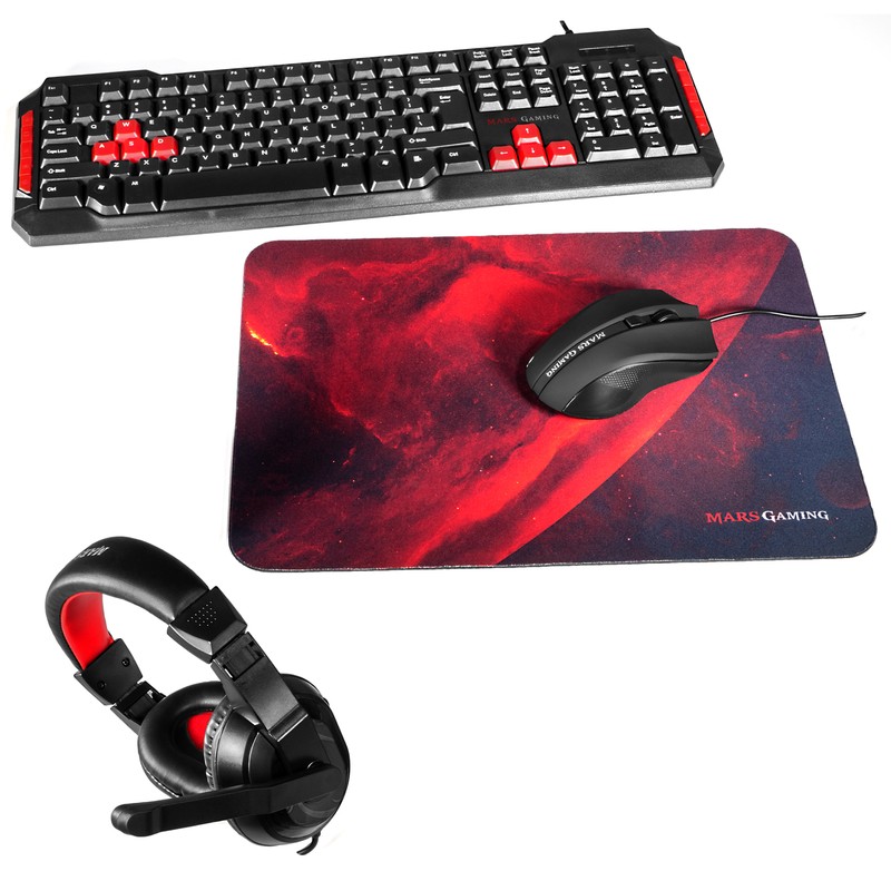 Combo Mars Gaming MRCP1 Clavier USB Noir Rouge - Ítem3