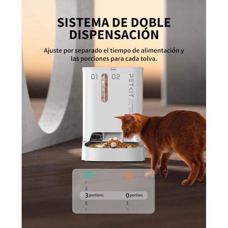 PETKIT Yumshare Dual-Hooper Branco - Alimentador Inteligente Para Animais de Estimação com Câmera e Microfone - Função com IA, Áudio Bidirecional - Programável com APP - Aço Inoxidável Ideal para Cães e Gatos - Item4
