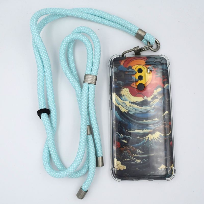 Cordon pour Téléphone Portable Bleu Clair et Blanc - Universel avec Carte pour Toutes les Coques - Ítem1