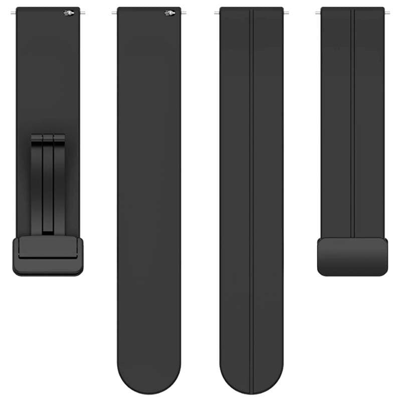 vista frontal y trasera de la Correa de silicona rosa con cierre magnético universal de 22mm para smartwatch