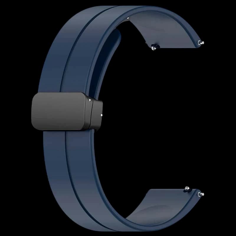 Bracelet en silicone bleu foncé avec fermoir magnétique universel de 22 mm pour smartwatch