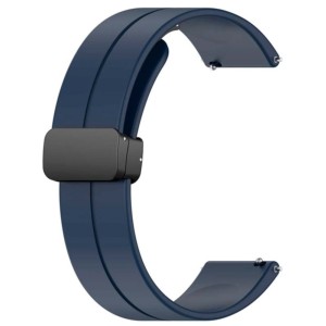 Bracelet en silicone bleu foncé avec fermoir magnétique universel de 22 mm pour smartwatch
