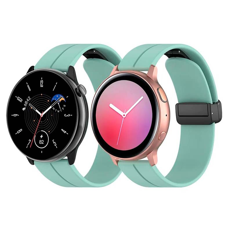 Pulseira de silicone verde claro com fecho magnético universal de 22mm para smartwatch - Item2