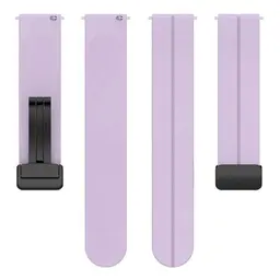 Vue de face et vue arrière du bracelet en silicone pourpre avec fermoir magnétique universel de 22 mm pour montre intelligente